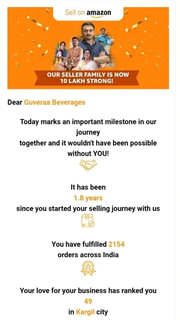 Amazon Pan-India 2154 Orders Milestone