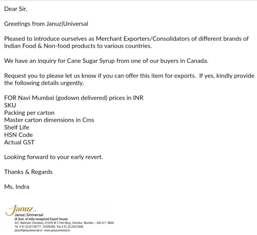 Januz Universal Canada Export Inquiry