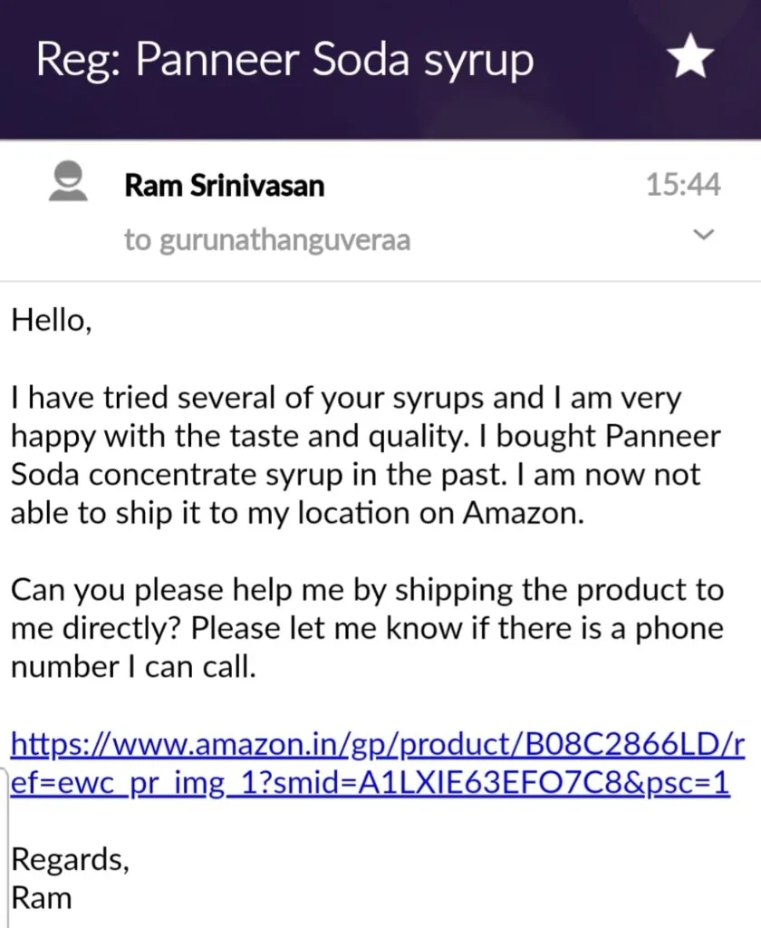 Customer Email Testimonial Screenshot